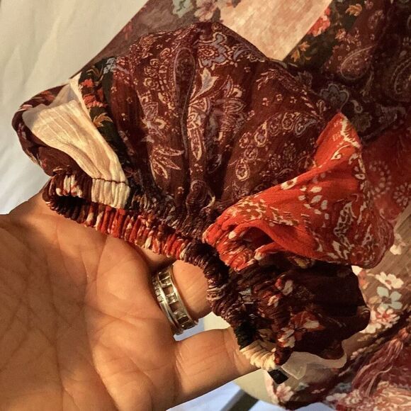 Lovestitch Chiffon Boho Long Sleeve Top Blouse Women’s Small - Picture 8 of 9